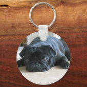 Porte-clés Personnaliser le Carlin noir mignon Nom d'accessoi (Recto)