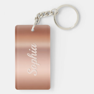 Porte-clés Personnaliser Nom & Message, Rose Gold
