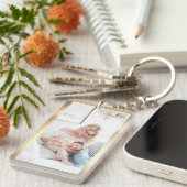 Porte-clés Personnaliser Photo & Nom, Faux Metallic Gold (Devant droit)