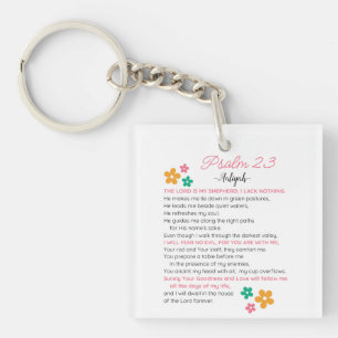 Porte-clés Personnaliser Psaume 23-NIV Bible Scripture Fleurs