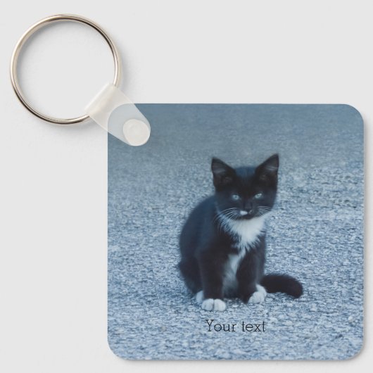 Porte-clés Personnaliser Tuxedo chaton noir et blanc (Recto)