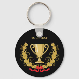 Porte-clés Personnalisez la tasse de trophée [foncée]