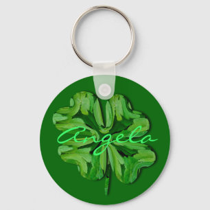 Porte-clés (Personnalisez) trèfle de quatre feuilles avec le