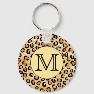 Porte-clés Personnalized Monogram Leopard Print Pattern