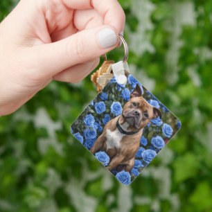 Porte-clés Personnel Brown Dans Le Jardin Rose Bleu,