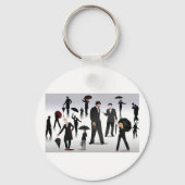 Porte-clés Personnes Avec Des Parapluies (Verso)