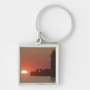 Porte-clés Personnes phare coucher de soleil silhouette au Su