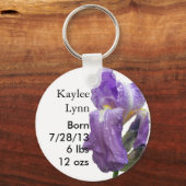 Porte-clés Personzlied Purple Iris Faire-part de naissance (Recto)