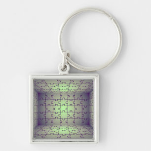Porte-clés Perspective de cube faite de puzzles