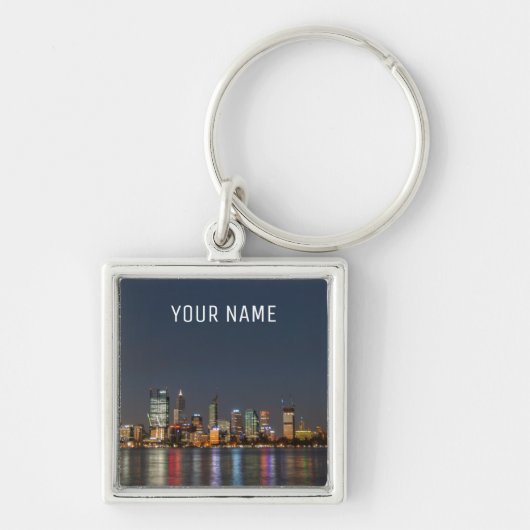 Porte-clés Perth Australia Skyline Night Reflections (Devant)