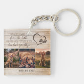 Porte-clés Pet Dog Memorial Rustic Wood Photo Collage (Dos)