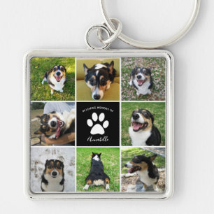 Porte-clés Pet Memorial Custom Chien Photo Collage Empreinte 