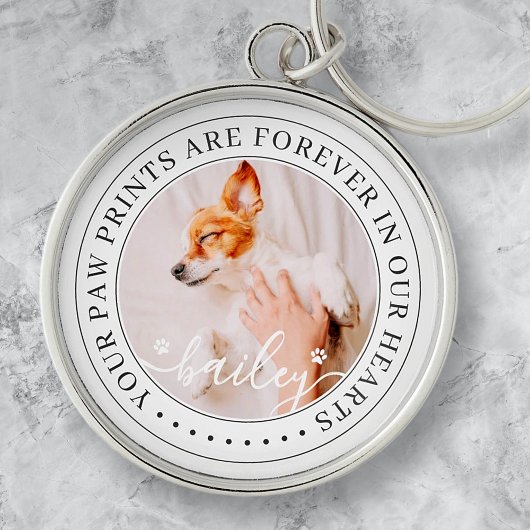 Porte-clés Pet Memorial Empreintes de pattes Coeurs Élégant P