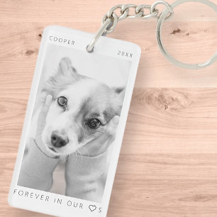 Porte-clés Pet Memorial Forever dans nos coeurs Photo simple