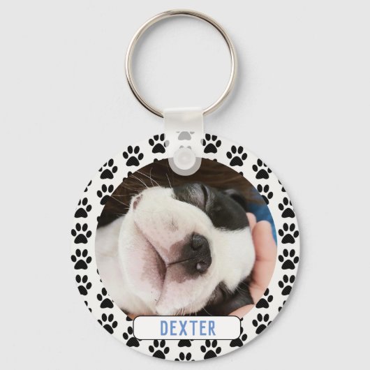 Porte-clés Pet Photo Modern Pawprint (Recto)
