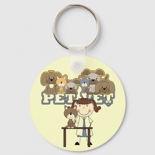 Porte-clés Pet Vet Brunette Femme T-shirts et cadeaux (Recto)