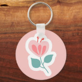 Porte-clés Pétale de fleur rose pastel avec tige (Recto)