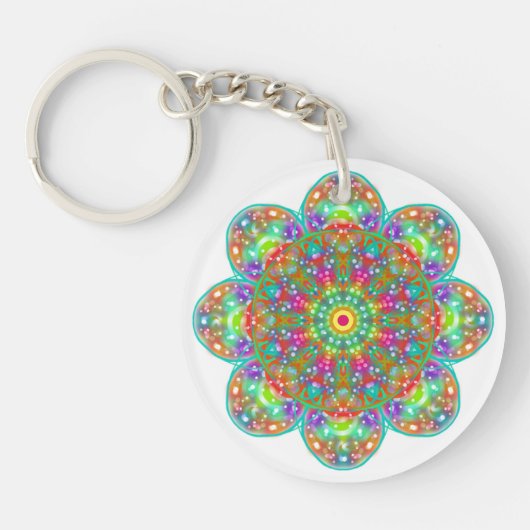 Porte-clés Pétale Fleur Mandala Boho (Devant)