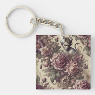 Porte-clés Pétales de prune piquante - Design floral gothique