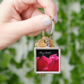 Porte-clés Pétales de rose roses avec le nom (main)