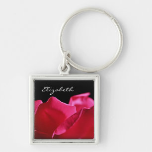 Porte-clés Pétales de rose roses avec le nom