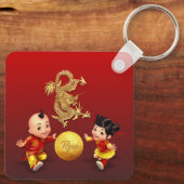 Porte-clés Pétards chinois traditionnels Dragon Monogramme K (Verso)