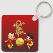 Porte-clés Pétards chinois traditionnels Dragon Monogramme K (Dos)