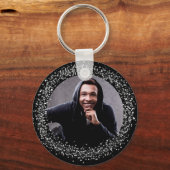 Porte-clés Petit ami noir argent photo scintille (Recto)