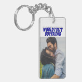 Porte-clés Petit ami photo bleu texte 3d (Devant gauche)
