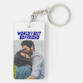 Porte-clés Petit ami photo bleu texte 3d (Dos)