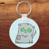 Porte-clés Petit chaton gris aux yeux verts (Recto)