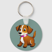Porte-clés Petit chien brun, debout - (Recto)