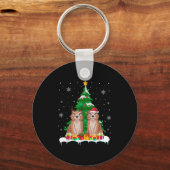 Porte-clés Petit Chien de prairie Feux de Noël Père Noël Rein (Recto)