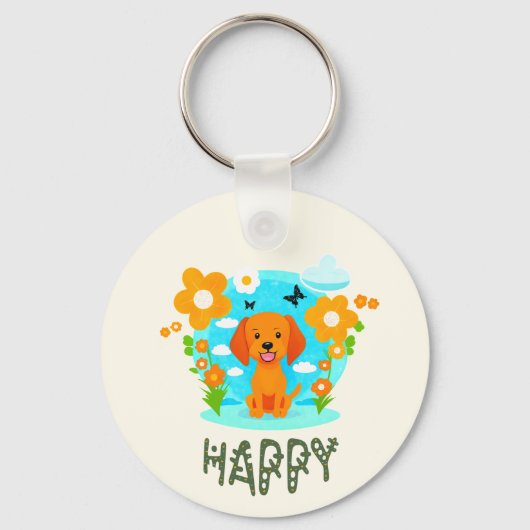 Porte-clés Petit chien heureux (Recto)