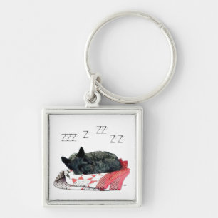 Porte-clés Petit chien Scottie endormi