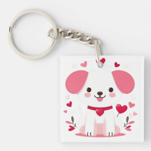 Porte-clés Petit chiot de la Saint-Valentin (Devant)