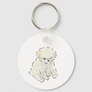 Porte-clés Petit croquis au crayon de chiot blanc et duveteux