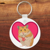Porte-clés Petit Hamster mignon tenant un coeur rouge (Recto)