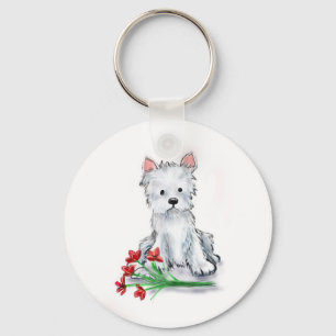 Porte-clés Petit illustratio mignon de chien de terrier de