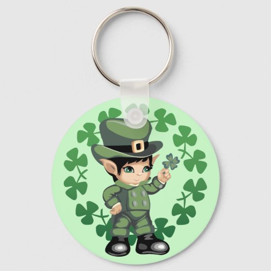 Porte-clés Petit Leprechaun avec Shamrocks (Recto)