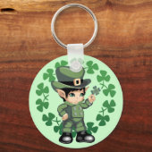 Porte-clés Petit Leprechaun avec Shamrocks (Recto)