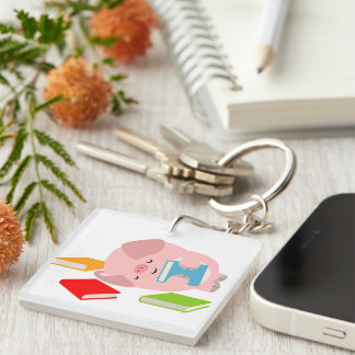 Porte-clés Petit Louveur de livre (Cochon de dessin) Porte -