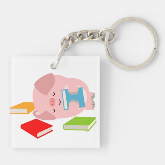Porte-clés Petit Louveur de livre (Cochon de dessin) Porte - (Dos)