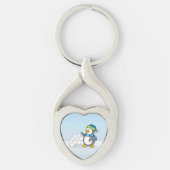 Porte-clés Petit manchot avec boules de neige agitant (Devant)