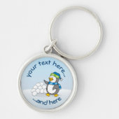 Porte-clés Petit manchot avec boules de neige agitant (Devant)