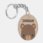 Porte-clés Petit ours Brown mignon avec nom personnalisé (Devant gauche)