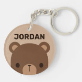 Porte-clés Petit ours Brown mignon avec nom personnalisé (Dos)