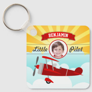 Porte-clés Petit pilote d'avion rouge Photo Chambre Enfants