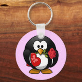 Porte-clés Petit pingouin de Saint-Valentin mignon (Recto)