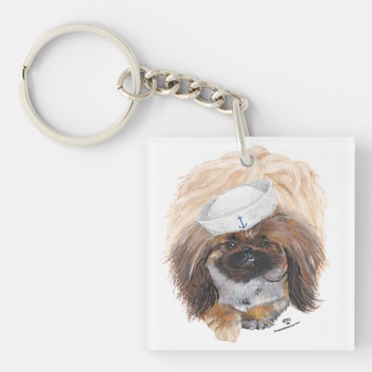 Porte-clés Petit Tuffy Chien Pékinois Marin (Devant)